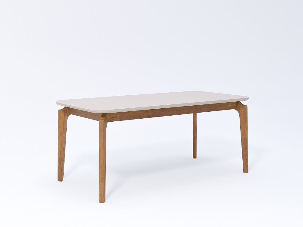 Mesa Retangular Ficus Com Vidro Off White 1,80m -