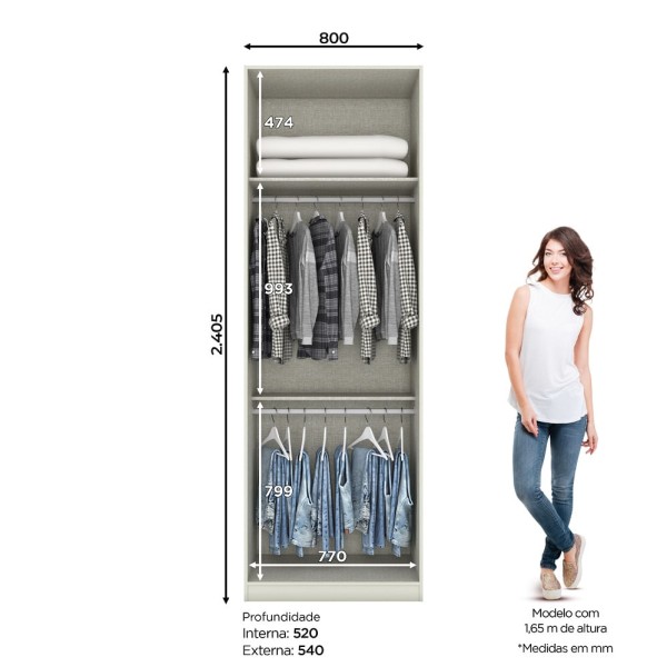 Encontraproduto.com.br - Módulo Selleto Bp 2 Portas E 5 Prateleiras 80cm -