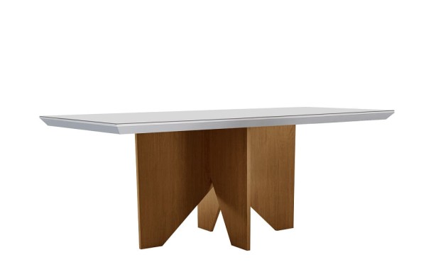 Encontraproduto.com.br - Mesa Retangular Nevada Com Vidro Off White 1,80m -