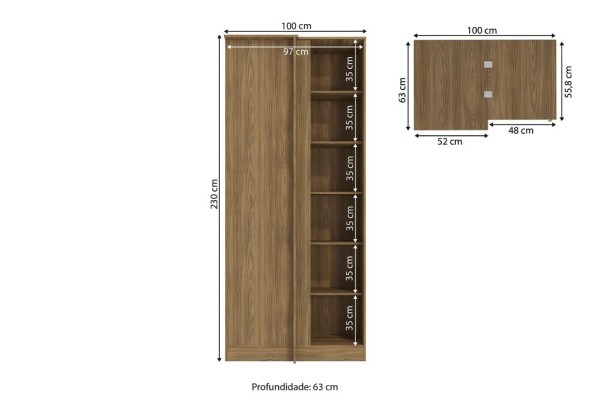 Encontraproduto.com.br - Módulo Canto Reto Adapt 1 Porta 1,00m -
