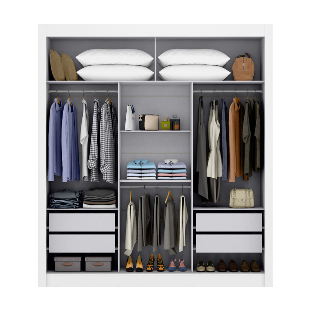 Encontraproduto.com.br - Guarda Roupa City 3 Portas De Correr E 4 Gavetas -