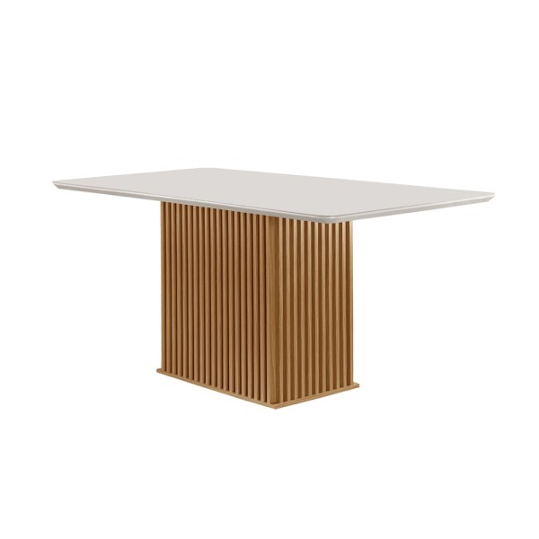 Mesa Retangular Riviera Com Vidro Off White 1,80m -