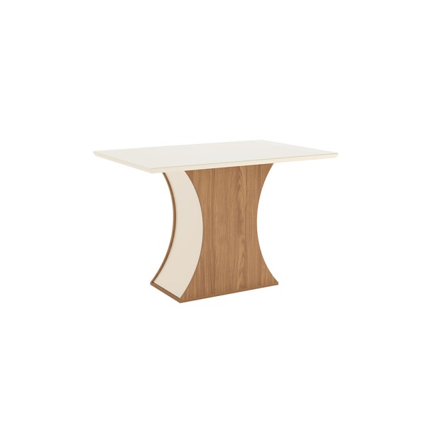 Encontraproduto.com.br - Mesa Retangular Laura Tampo De Madeira Com Vidro Off White 1,20m -