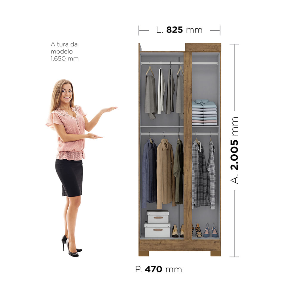 Encontraproduto.com.br - Guarda Roupa Canto Reto Paris 1 Porta -