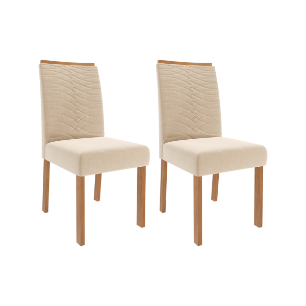 Encontraproduto.com.br - Conjunto Com 2 Cadeiras Clarice Veludo Nude -