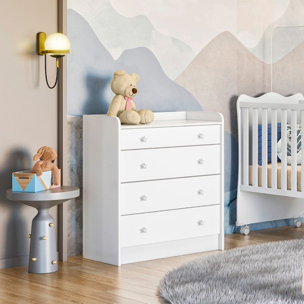 Cômoda Infantil 252391 Com 4 Gavetas E Trocador -