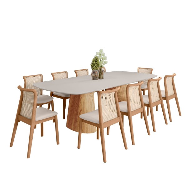 Encontraproduto.com.br - Mesa Retangular Palladium Tampo Com Vidro Off White 2,70m -
