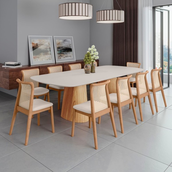 Encontraproduto.com.br - Mesa Retangular Palladium Tampo Com Vidro Off White 2,70m -