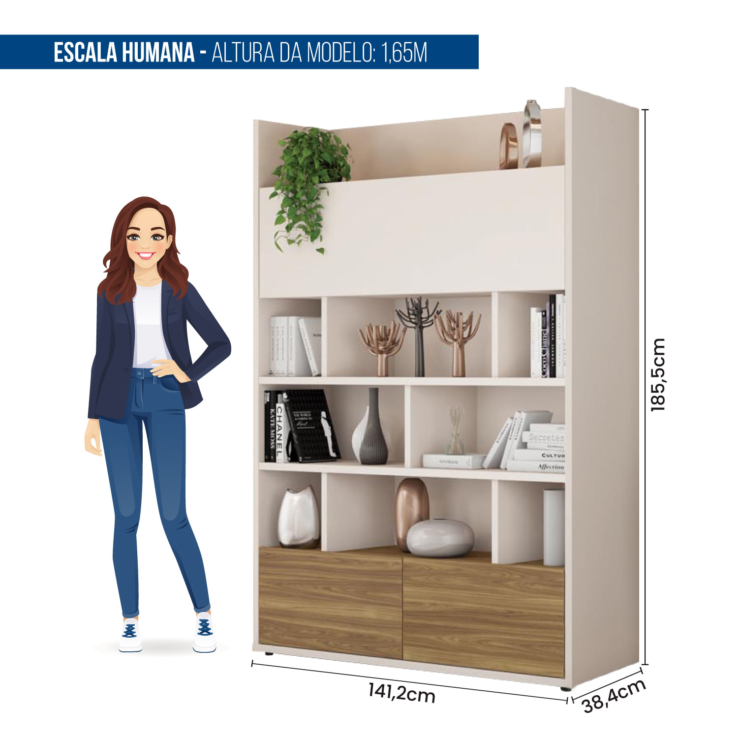 Encontraproduto.com.br - Módulo Home Grecia 3 Portas E 5 Prateleiras -