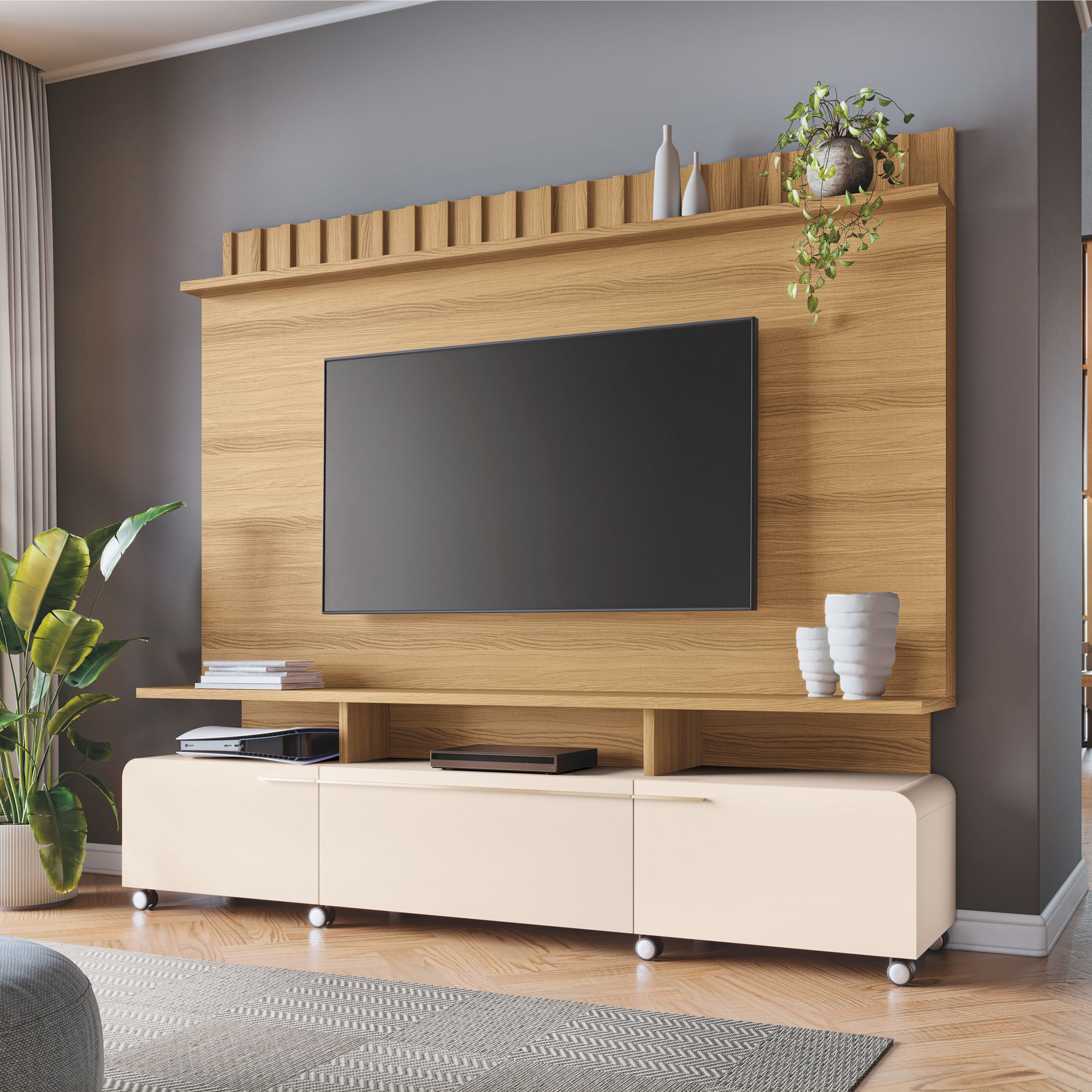 Home Artis 2 Portas E 1 Gaveta Com Rodízios 2,00m -