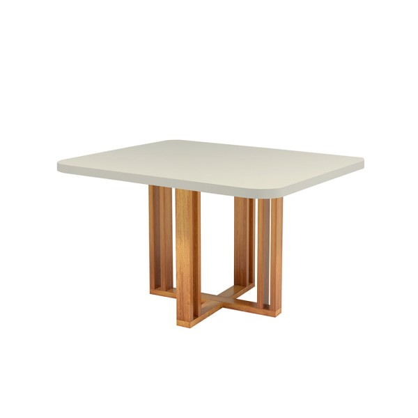Mesa Retangular Ghaia Com Vidro Off White 1,20x80cm -