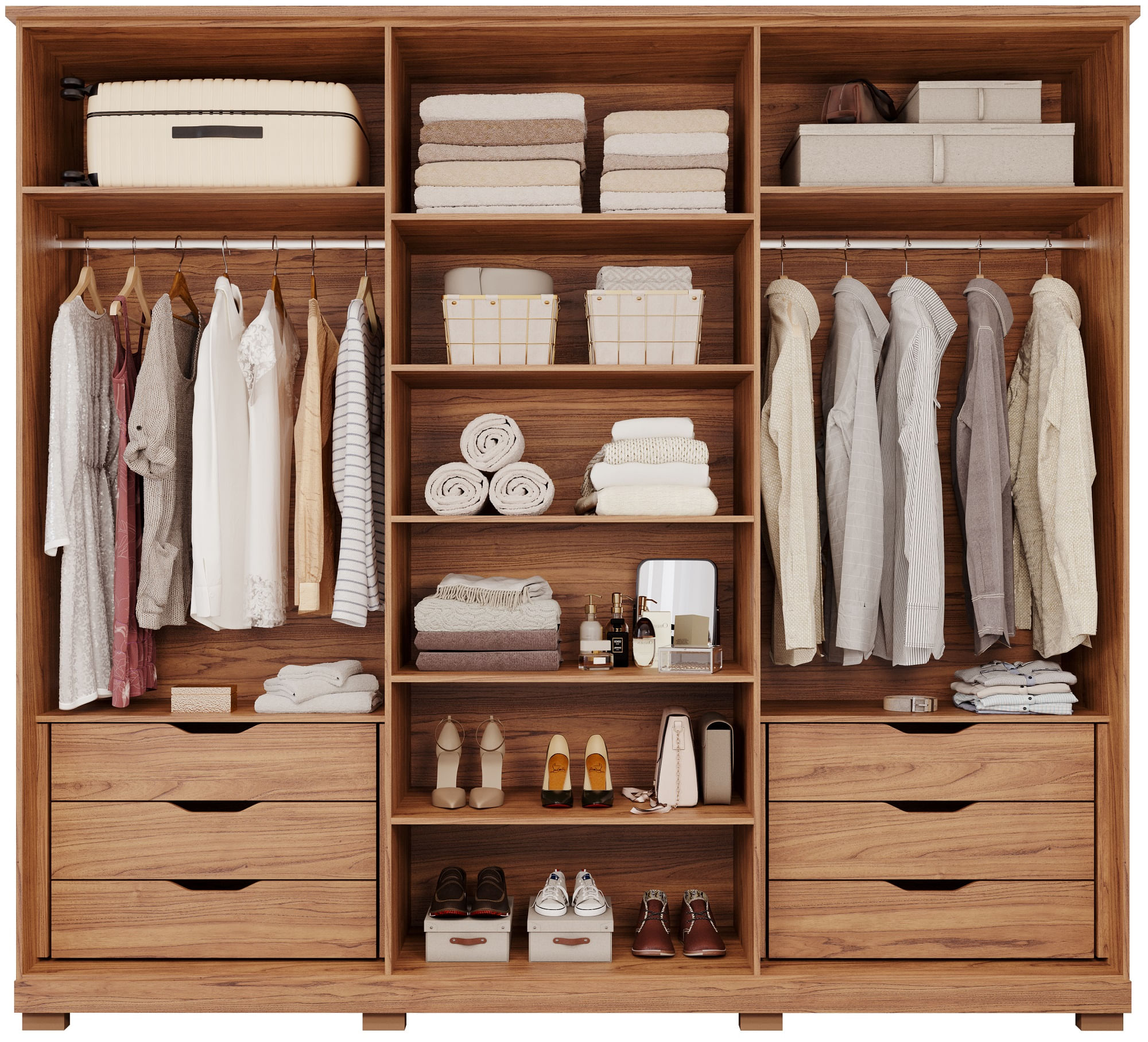 Encontraproduto.com.br - Guarda Roupa La Belle Com Espelho 6 Portas E 6gavetas -