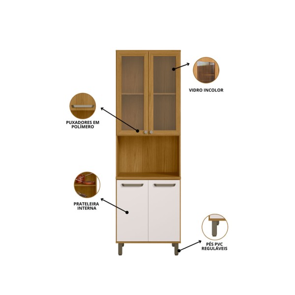 Encontraproduto.com.br - Cristaleira Criare 4 Portas 2,22x0,70cm -