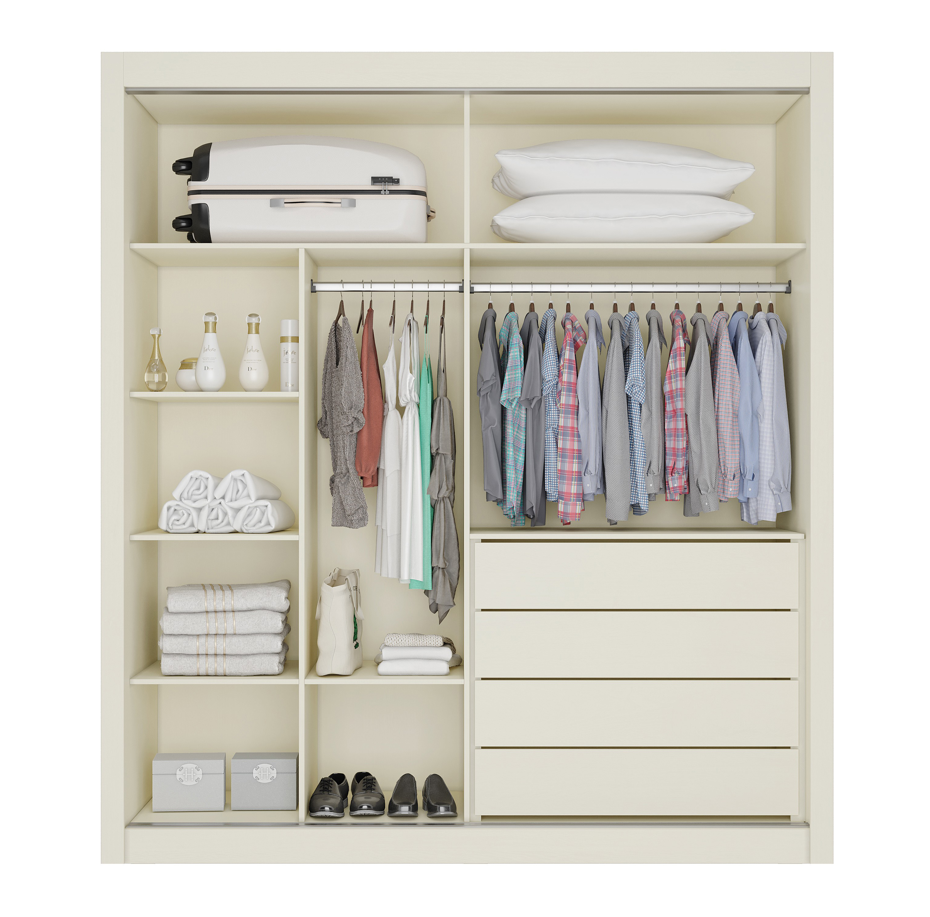 Encontraproduto.com.br - Guarda Roupa Lugano Com Espelho 2 Portas De Correr E 4 Gavetas -