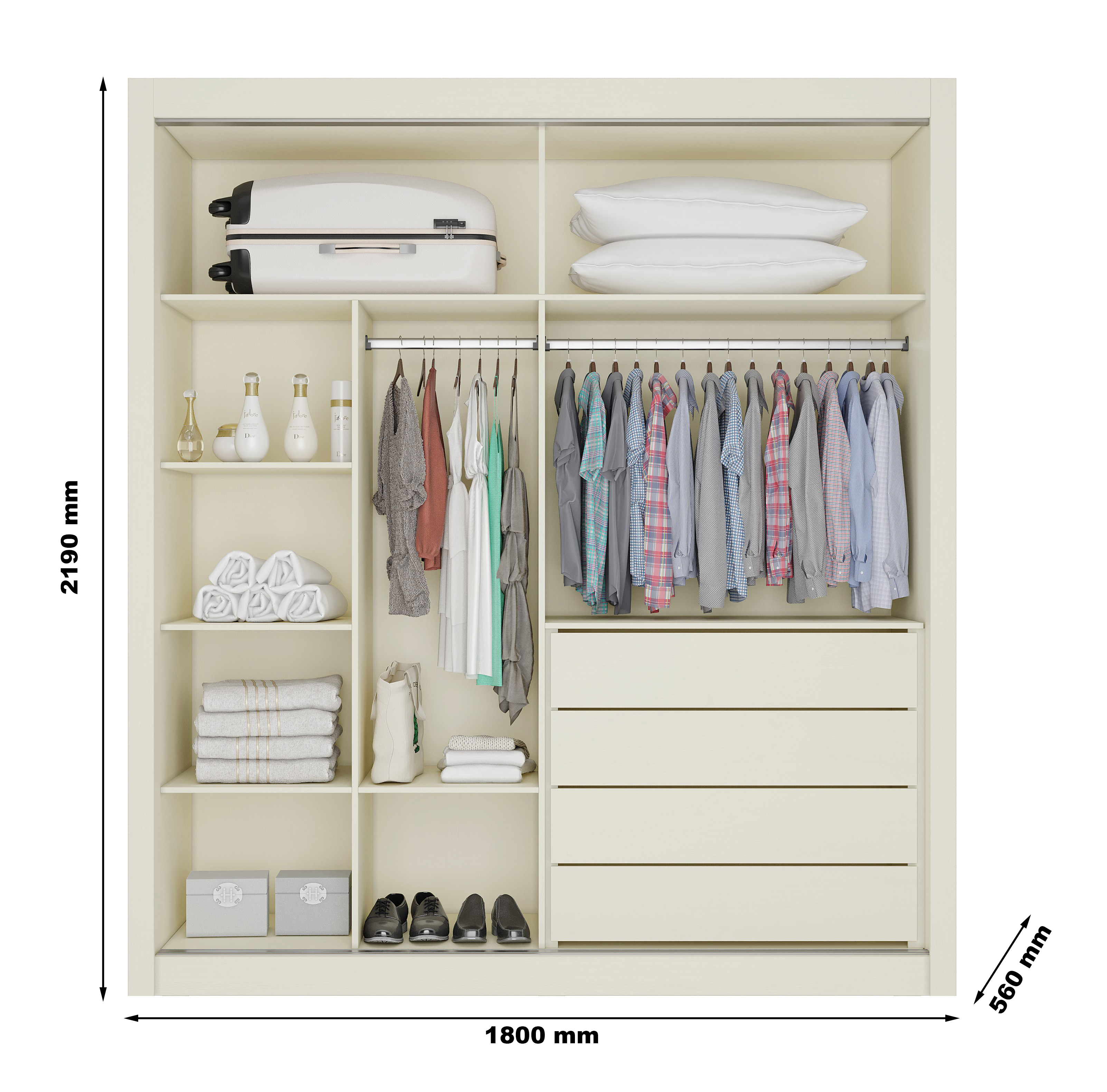 Encontraproduto.com.br - Guarda Roupa Lugano Com Espelho 2 Portas De Correr E 4 Gavetas -