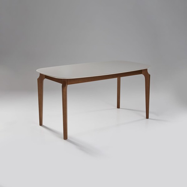 Mesa Retangular Denver Com Vidro Off White 1,60m -