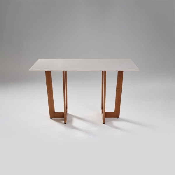 Mesa Retangular Badem Com Vidro Off White 1,20m -