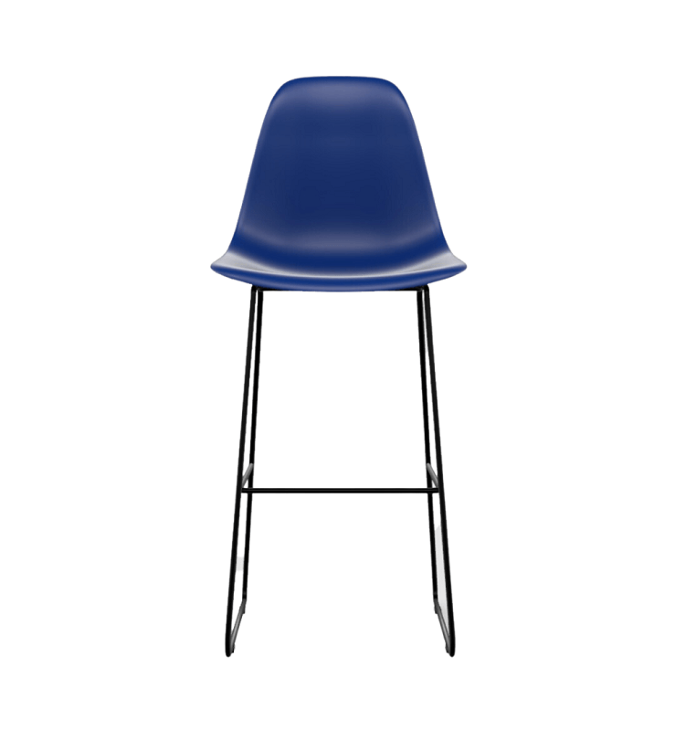 Banqueta Eames Pp Quadrado Com Pés Em Metal Preto -