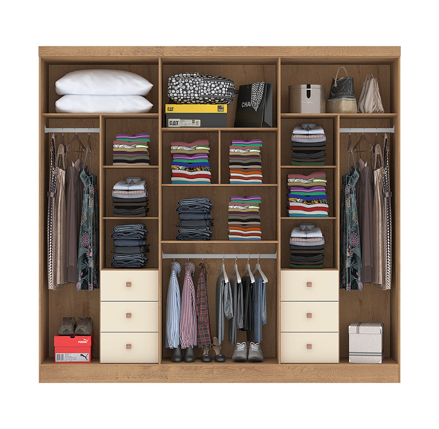 Encontraproduto.com.br - Guarda Roupa Casal Martin Com Espelho 6 Portas E 6 Gavetas -