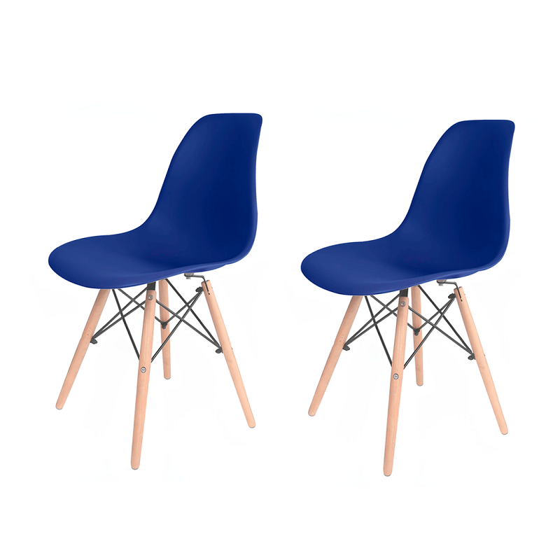 Conjunto Com 2 Cadeiras Eames Pp Dsw Com Pés De Madeira -