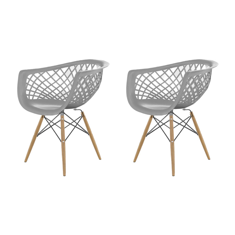 Conjunto Com 2 Cadeiras Web Pp Dsw Com Pés De Madeira -