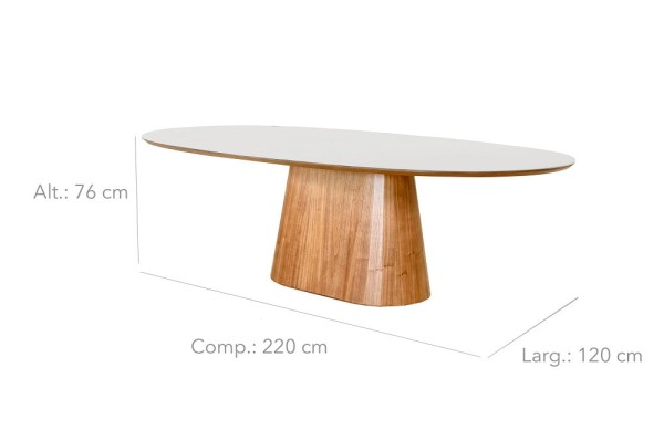 Encontraproduto.com.br - Mesa Elipse Versa Tampo Com Vidro Off White 2,00m -
