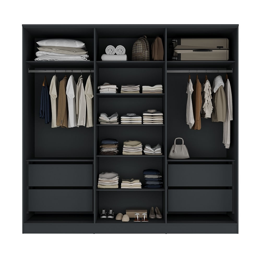 Encontraproduto.com.br - Guarda Roupa Ravi Com Espelho Reflecta 6 Portas E 4 Gavetas -