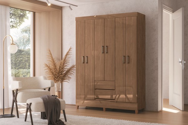 Guarda Roupa Fit 6 Portas E 2 Gavetas -