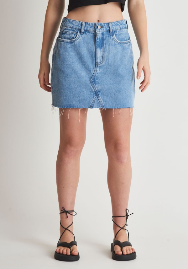 Saia jeans barra desfiada