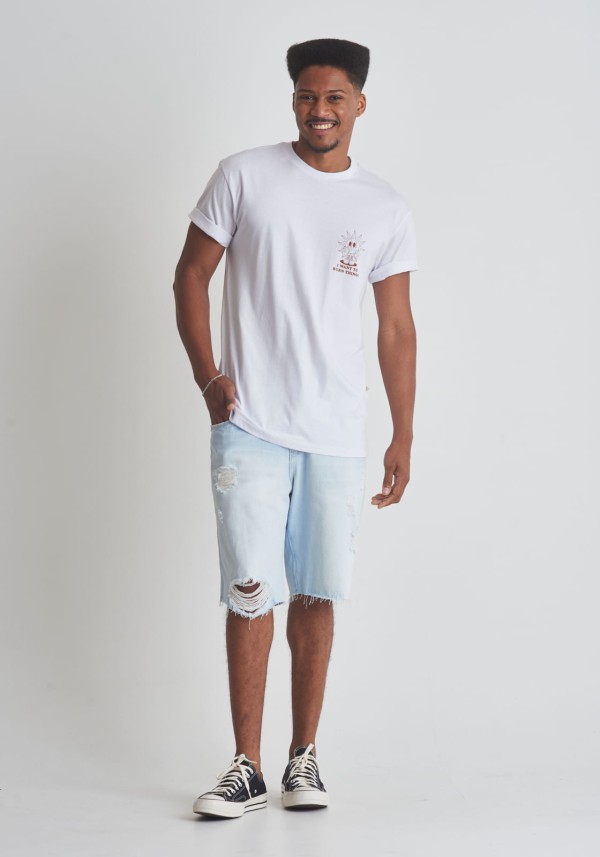 Encontraproduto.com.br - Bermuda jeans regular rasgos