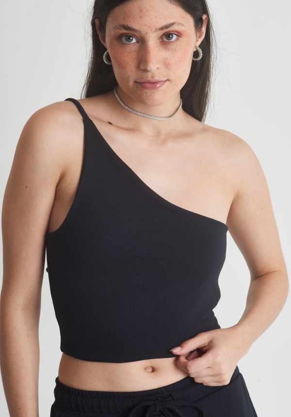 Blusa malha diferenciada com um ombro só