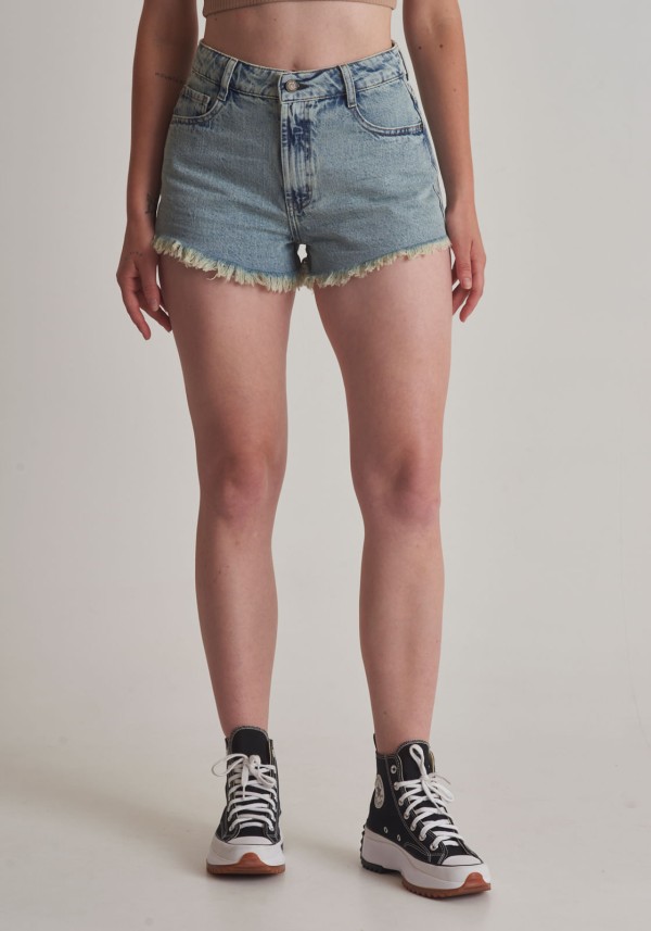 Encontraproduto.com.br - Short jeans barra desfiada marmorizado