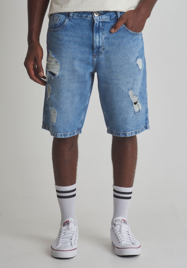 Encontraproduto.com.br - BERMUDA JEANS REGULAR RASGOS