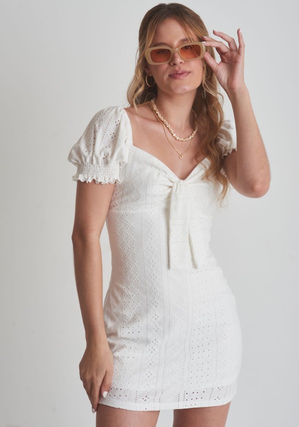 Encontraproduto.com.br - Vestido de laise com amarração no busto