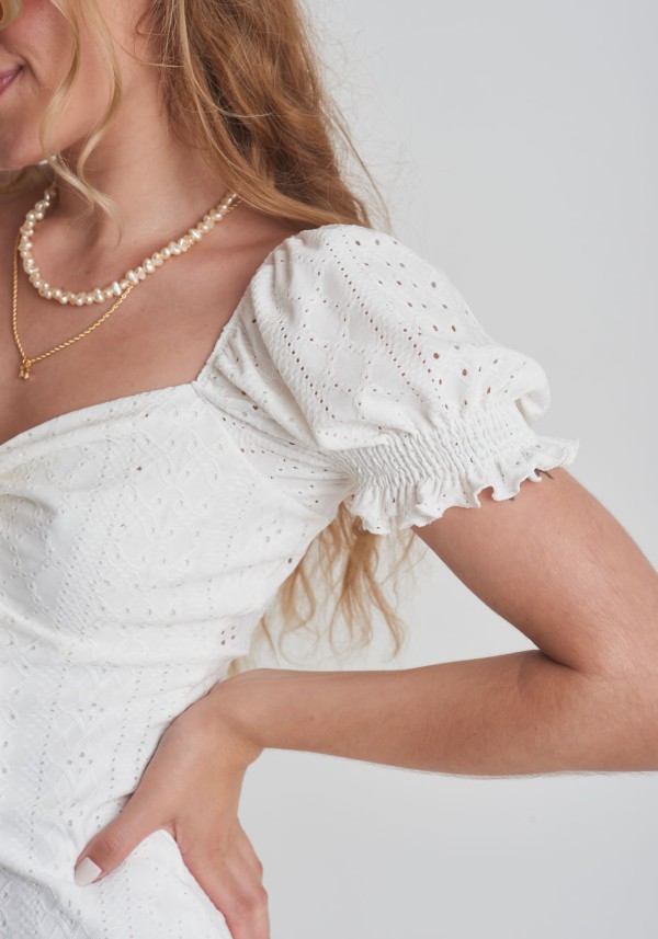 Encontraproduto.com.br - Vestido de laise com amarração no busto