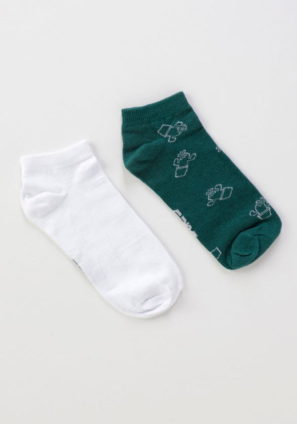 Encontraproduto.com.br - Kit meia sapatilha estampada cactus