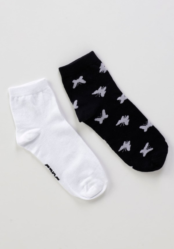 Kit meia soquete estampada borboletas