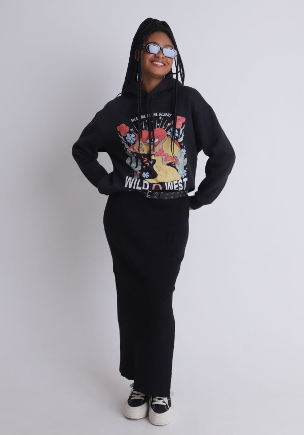 Encontraproduto.com.br - Saia midi em tricot com fenda lateral
