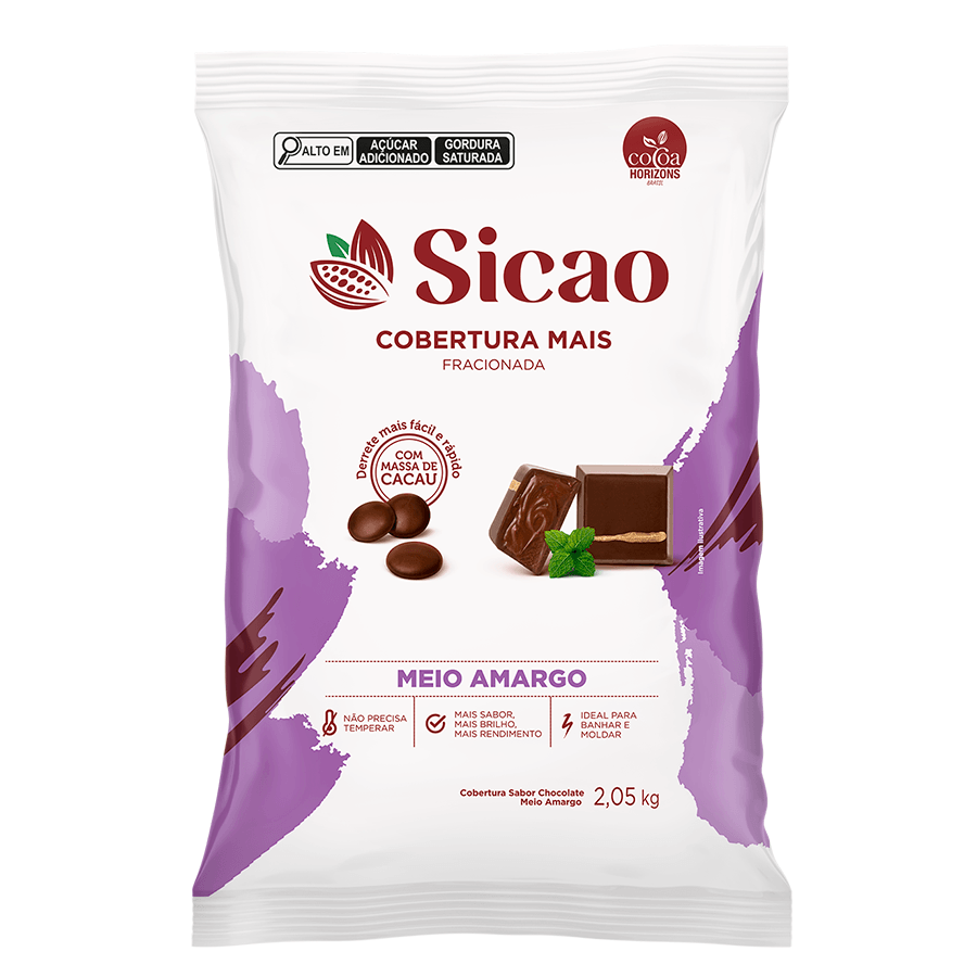 Encontraproduto.com.br - Cobertura Fracionada Mais Sabor Chocolate Meio Amargo 2,05kg SICAO