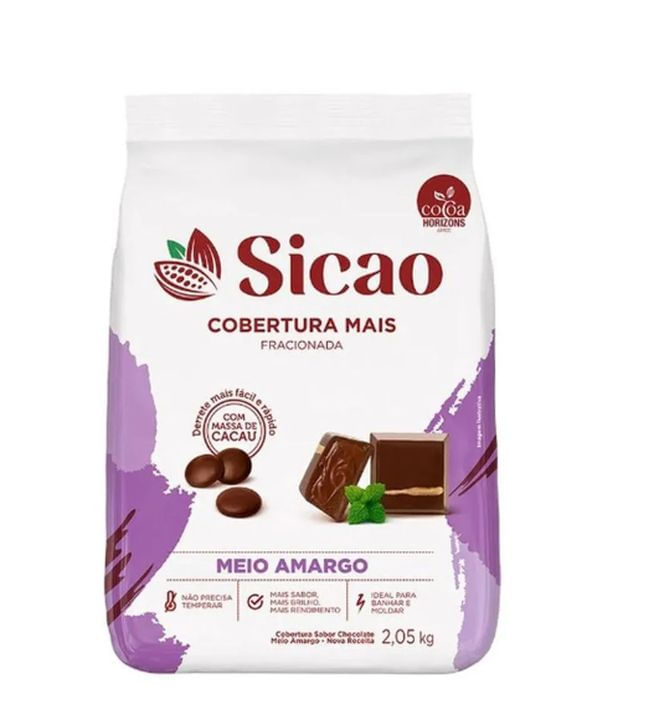 Encontraproduto.com.br - Cobertura Fracionada Mais Sabor Chocolate Meio Amargo 2,05kg SICAO