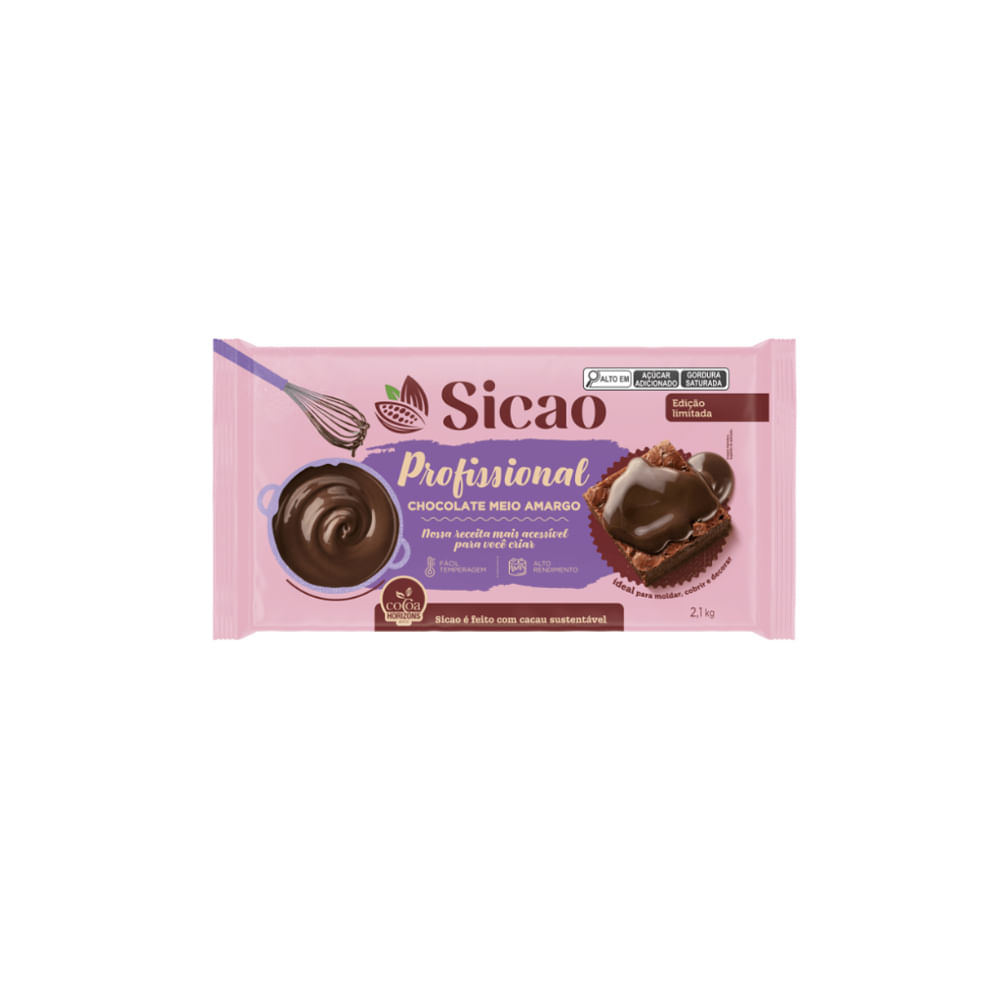 Encontraproduto.com.br - Chocolate Meio Amargo Profissional Barra 2,1kg SICAO