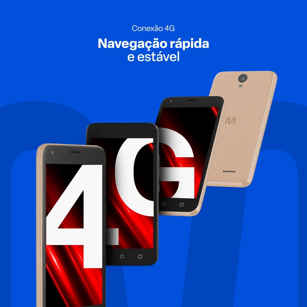 Encontraproduto.com.br - Smartphone Multi E Pro 4G 32GB Wi-Fi 5 pol. Dual Chip Câmera 5MP + 5MP Android 11 (Go edition) Dourado - P9151OUT [Reembalado]