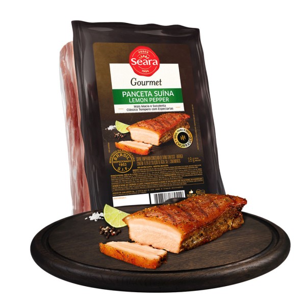 Encontraproduto.com.br - Barriga Suína Seara Goumert c/ Lemon Pepper Temperos Especiais Pedaço