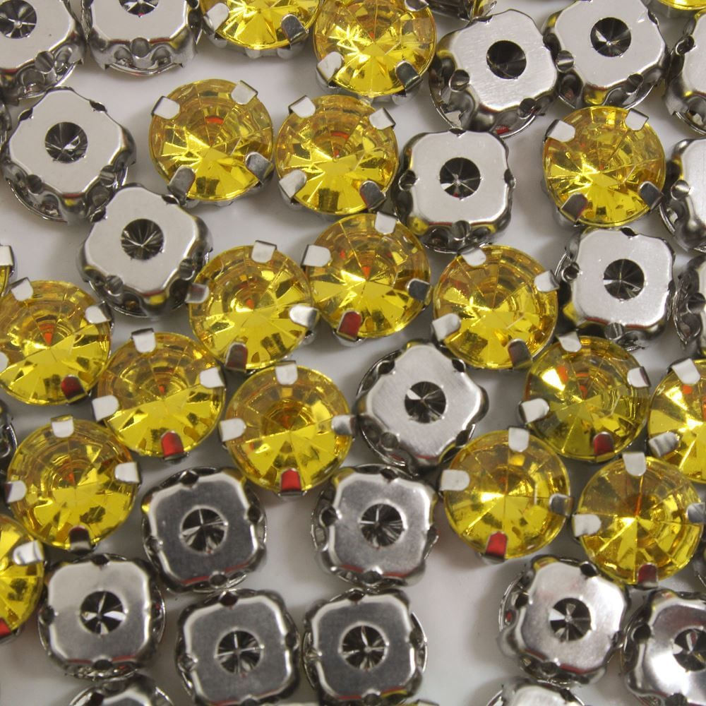 Encontraproduto.com.br - CHATON ENGRAMPADO NIQUEL REDONDO 08MM EM ACRILICO COM 25 PEÇAS