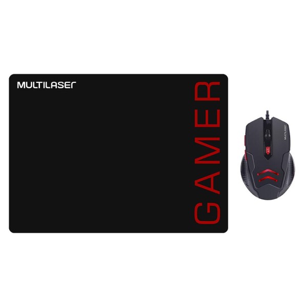 Encontraproduto.com.br - Kit Mouse 3200dpi e Mousepad Gamer Preto e Vermelho - MO306OUT [Reembalado] MO306OUT