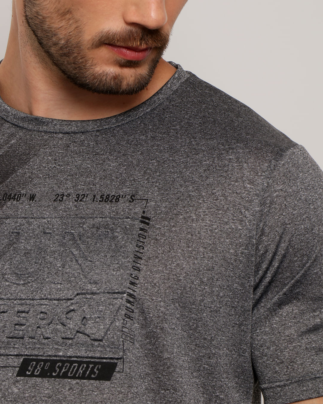 Encontraproduto.com.br - Camiseta Masculina Manga Curta Esportiva Mescla Cinza
