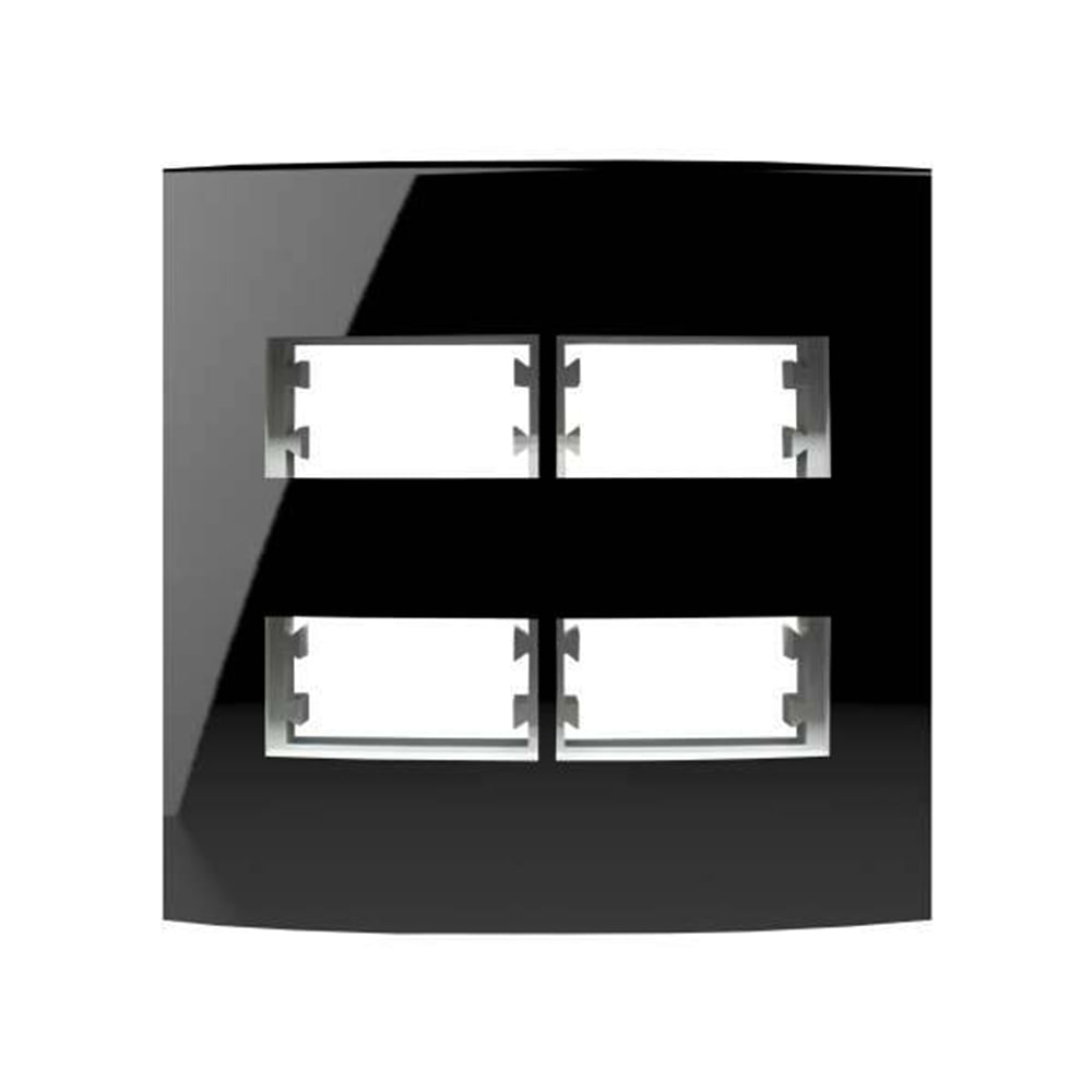 Placa 4x4 4 Modulos Distanciados Inova Black Piano - Alumbra