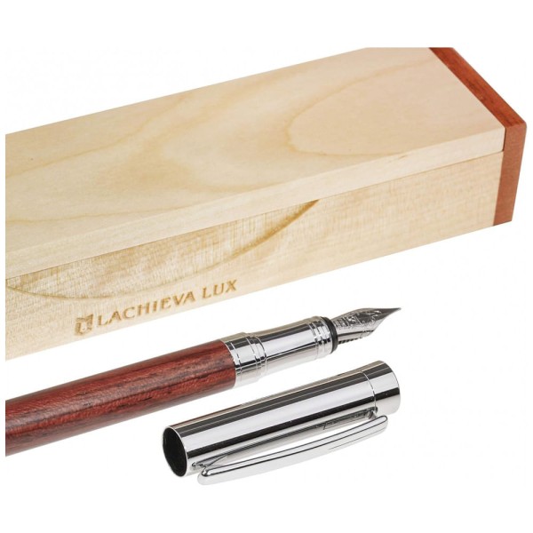 Caneta Tinteiro com Escrita Suave Ponta Média e Estojo, LACHIEVA LUX, Marrom