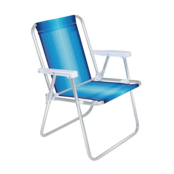 Cadeira de Praia Alta Alumínio Azul Mor