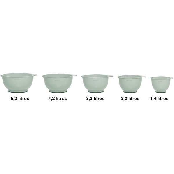 Encontraproduto.com.br - Conjunto de 5 Bowls Tigelas de Preparação Pistache